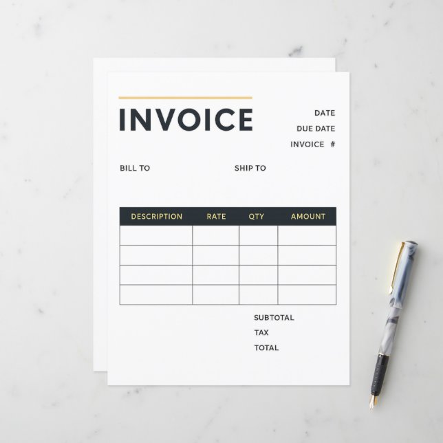 Modern minimalistisk affärsfaktura (Fram/Back In Situ)