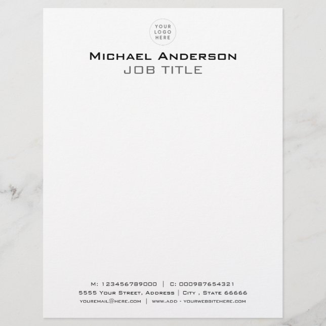 Modern Minimalistisk affärshandbok Brevhuvud (Framsida)
