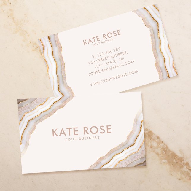 Modern minimalistisk agate Ro Guld Glitter Visitkort (Skapare uppladdad)