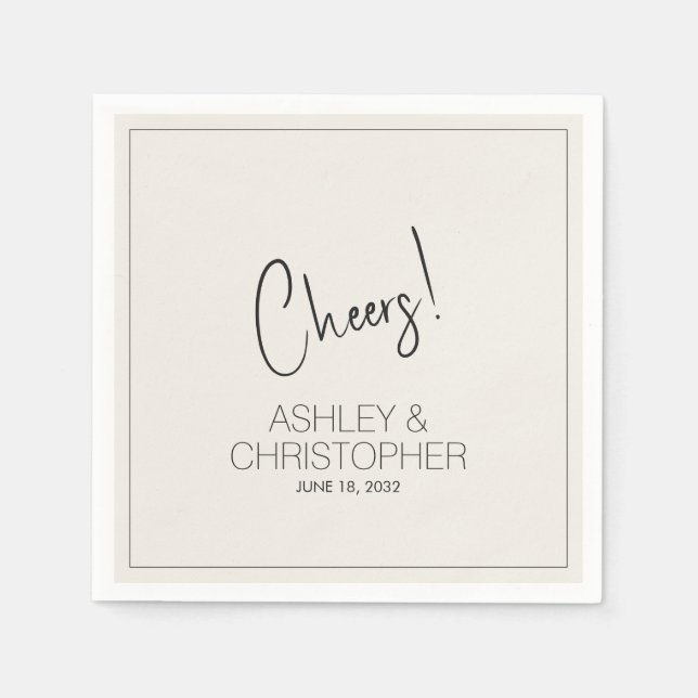 Modern minimalistisk Alabaster Bröllop Pappersservett (Framsidan)