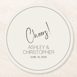 Modern minimalistisk Alabaster Bröllop Underlägg Papper Rund