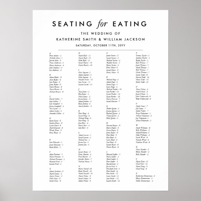 Modern minimalistisk alfabetisk ordning - sätesdia poster (Framsidan)