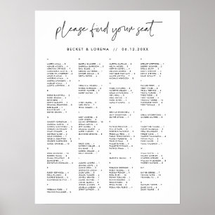 Modern Minimalistisk alfabetisk sittningslista Poster