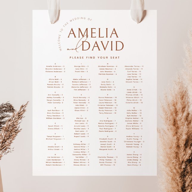 Modern Minimalistisk Alfabetisk Sittplatskarta Poster (Skapare uppladdad)