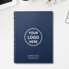 Modern Minimalistisk Anpassad Logotyp Marinblå Anteckningsbok