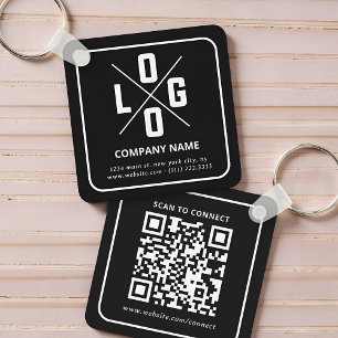 Modern minimalistisk anpassad QR-kod logotyp Nyckelring
