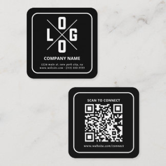 Modern minimalistisk anpassad QR-kodlogotyp Fyrkantigt Visitkort