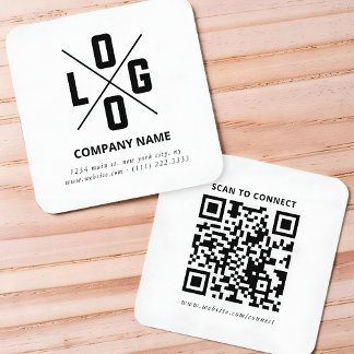 Modern minimalistisk anpassad QR-kodlogotyp Fyrkantigt Visitkort