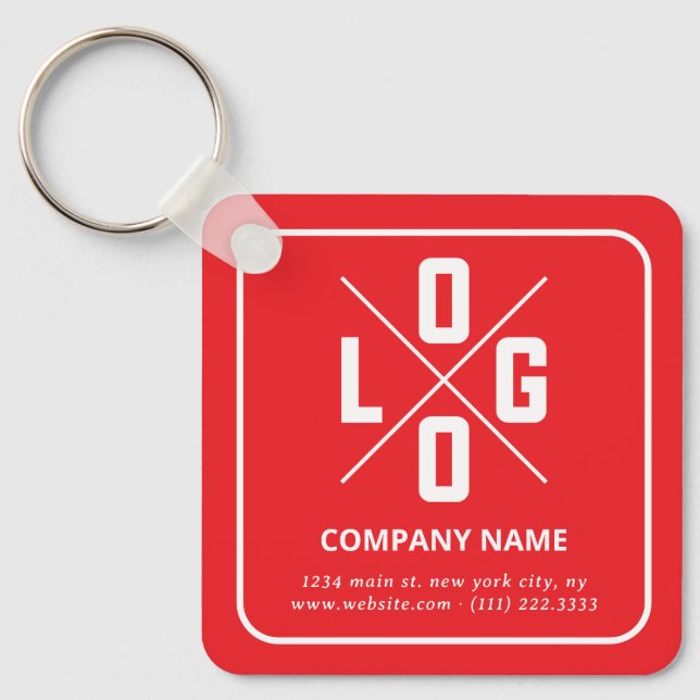 Modern minimalistisk anpassad QR-kodlogotyp Nyckelring (Framsida)