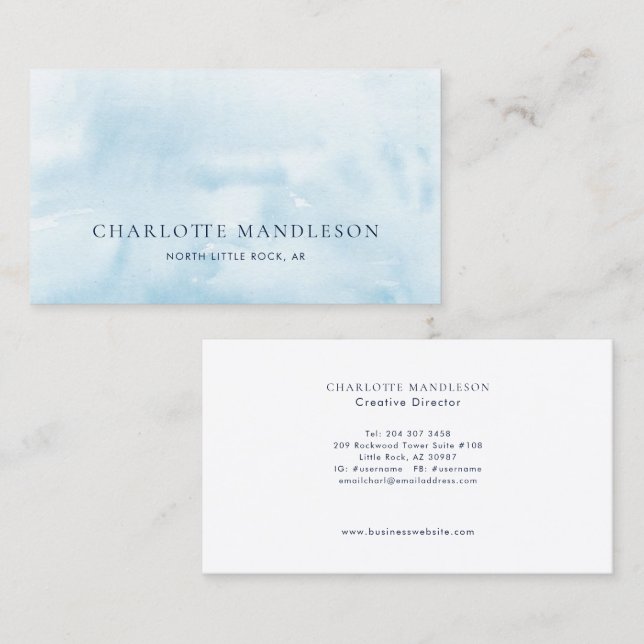 Modern minimalistisk Anpassningsbar för vattenfärg Visitkort (Fram/baksida)