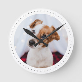 Modern minimalistisk Anpassningsbar - Hund-ID för Rund Klocka