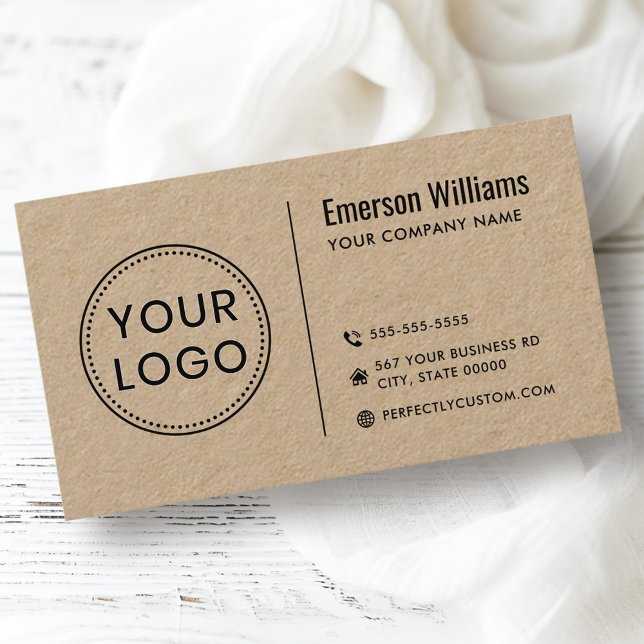 Modern minimalistisk anpassningsbar logotyp brun K Visitkort (Modern minimalist custom logo brown Kraft paper Business Card)