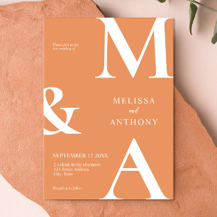 Modern minimalistisk Apricot Bröllop Inbjudningar