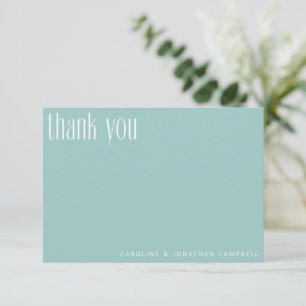 Modern minimalistisk Aqua Blue Personligt bröllp Tack Kort