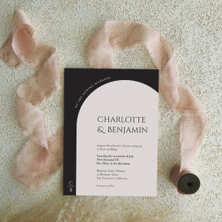 Modern, minimalistisk Arch Monogram bröllopsinbjud Inbjudningar