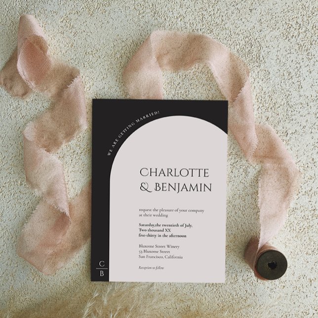 Modern, minimalistisk Arch Monogram bröllopsinbjud Inbjudningar (Skapare uppladdad)