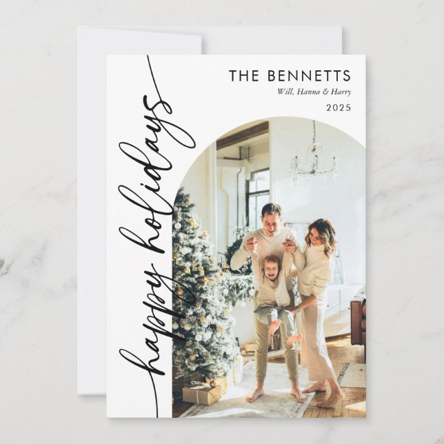 Modern, minimalistisk årstid för granskning av tec julkort (Framsida)