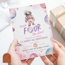 Modern minimalistisk astronaut flickas 4-årsdag