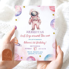 Modern minimalistisk astronaut flickas första föde inbjudningar