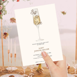Modern minimalistisk Baby sip och se babyskor Inbjudningar