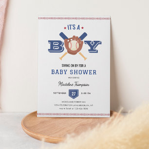 Modern minimalistisk babystövel för basket inbjudningar