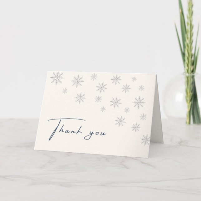 Modern minimalistisk babystövning för vintersnöfli tack kort (Framsida)