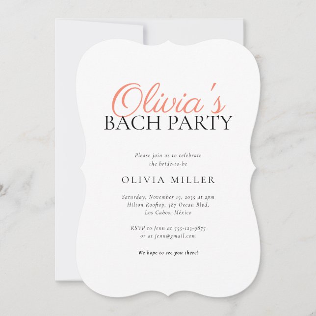 Modern minimalistisk Bachelorette Party Inbjudningar (Framsida)