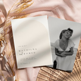 Modern minimalistisk bågböna bröllop spara datum inbjudningar