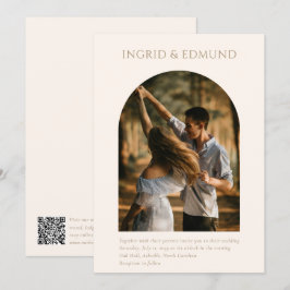 Modern Minimalistisk Båge Foto QR-kod Bröllop Inbjudningar
