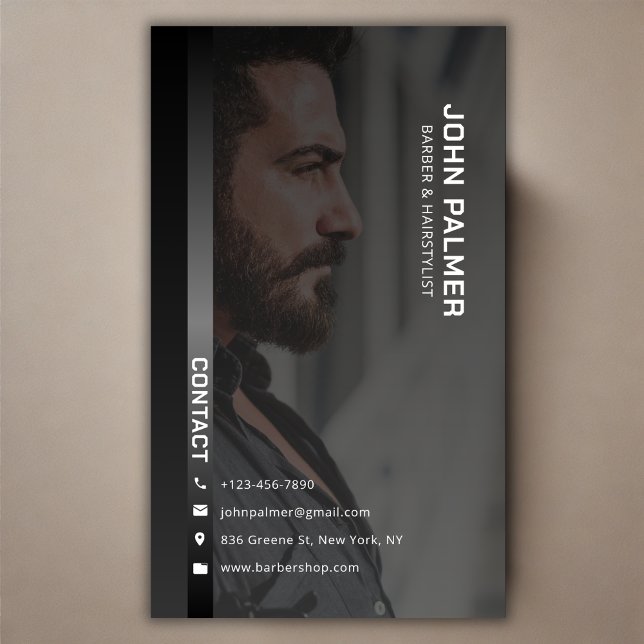Modern minimalistisk Barber Shop Hair Stylist Visitkort (Modern Minimalist Barber Shop Hair Stylist Business Card)