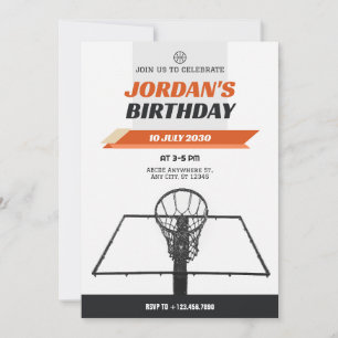 Modern minimalistisk basketballfödelsedag ring inbjudningar