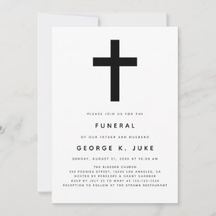 Modern minimalistisk begravningsnotis inbjudningar