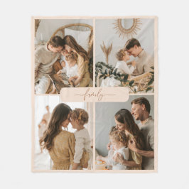 Modern Minimalistisk Beige 4-familjfoto Fleecefilt
