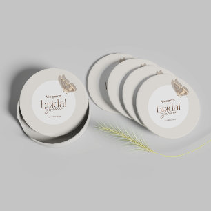 Modern minimalistisk Beige Butterfly-Möhippa Underlägg Papper Rund