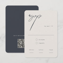 Modern Minimalistisk Beige Calligraphy QR-kod OSA Kort