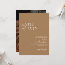 Modern minimalistisk Beige Tan Boho Bröllop Inbjudningar