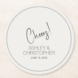 Modern minimalistisk Benvit Bröllop Underlägg Papper Rund