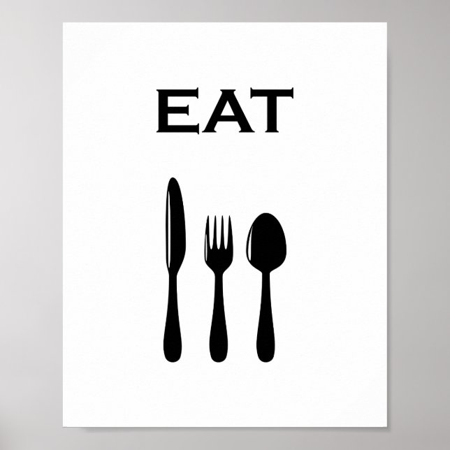 Modern minimalistisk bestick & EAT Typografi Poster (Framsidan)