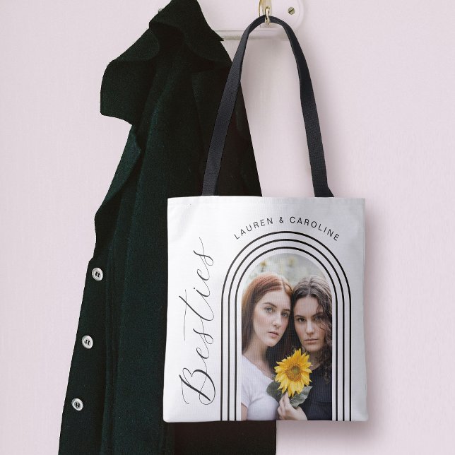 Modern Minimalistisk Besties BFF-fotobåge Tygkasse (A great gift idea for your Bestie!)