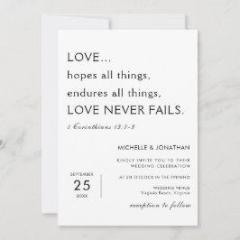 Modern minimalistisk bibel Verse Christian Bröllop Inbjudningar