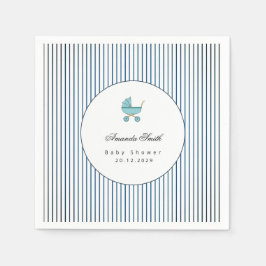 Modern & Minimalistisk Blå Barnvagn Baby Shower Pappersservett