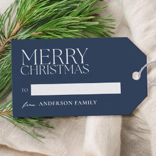 Modern minimalistisk blå God jul Presentetikett