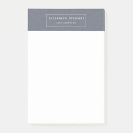 Modern minimalistisk blå linne och elfenben 4" x 6 post-it block