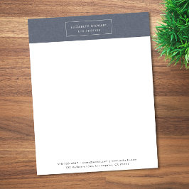Modern minimalistisk blå linne och elfenben brevhuvud