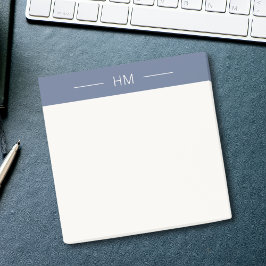 Modern minimalistisk blå monogram-initialer post-it block