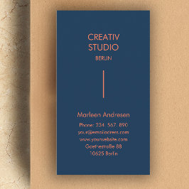 Modern minimalistisk blå Orange Visitkort