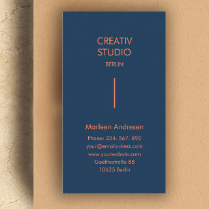 Modern minimalistisk blå Orange Visitkort