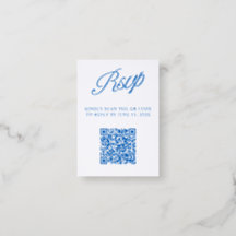 Modern minimalistisk blå QR-kod bröllop