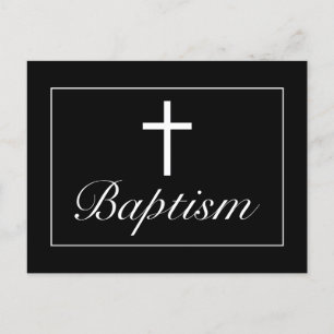 Modern minimalistisk Black Baby-baptism Meddelande Vykort