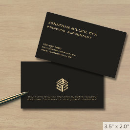 Modern minimalistisk Black Guld-Logotyp Visitkort